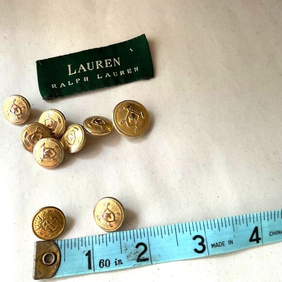 Ralph Lauren Crest Blazer Buttons  Vtg. Gold Tone 1 marked Waterbury Replacement - Picture 3 of 6